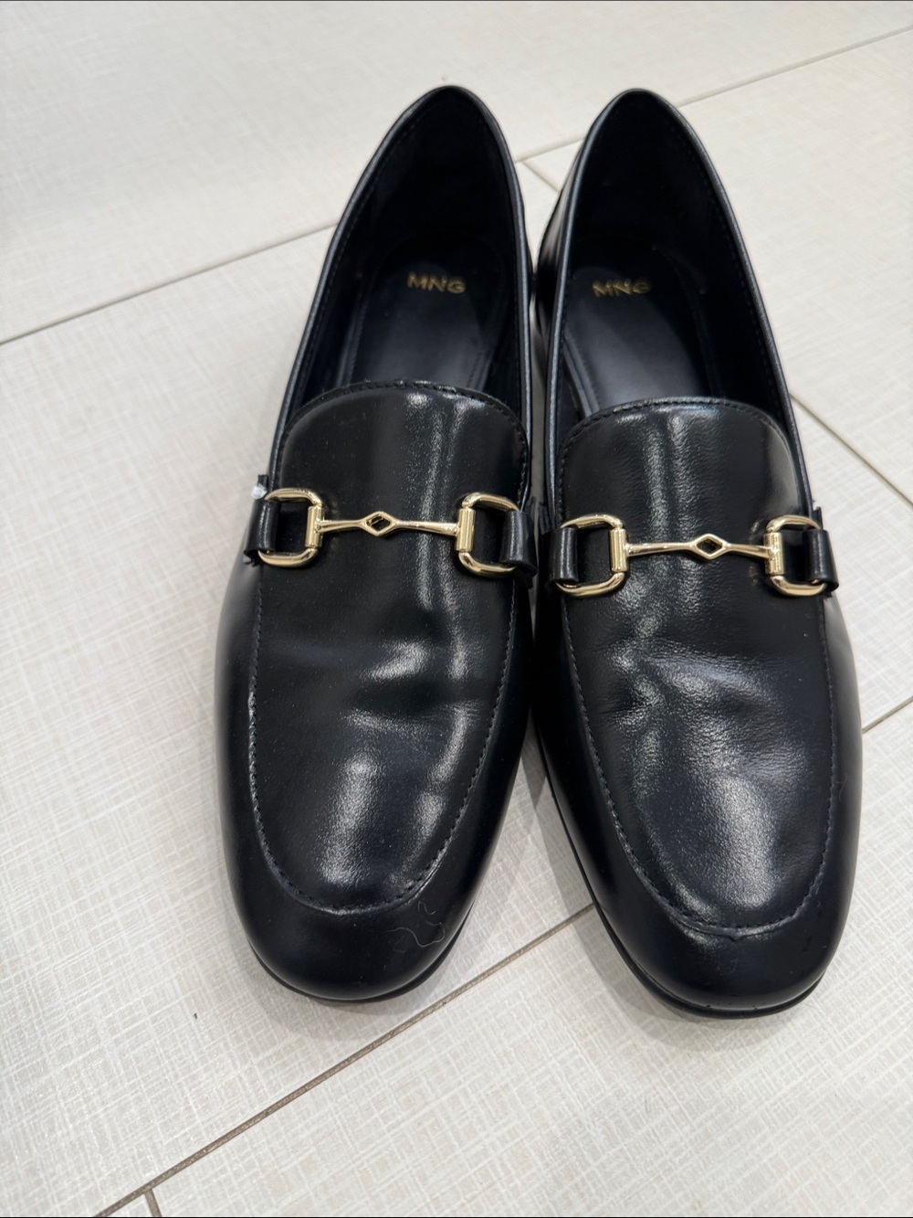 Mango Women’s Black Leather Bit Loafers (hardly worn)